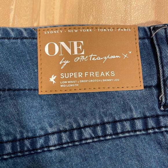 NWOT One Teaspoon Vixen Superfreaks Lace Up Low Waist Denim Shorts Festival 26 - Picture 11 of 13